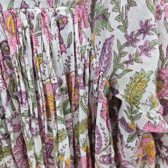 Daughters of India White Fuchsia Floral Kyra 100% Cotton Maxi Dress XS - Picture 8 of 16